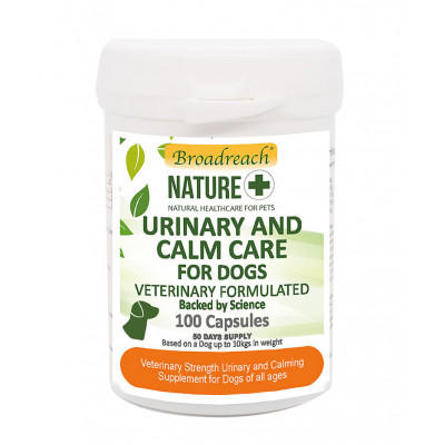 Broadreach Nature + Urinary and Calm Care,  Starostlivosť o močové cesty a upokojenie, pre psov,  100 kapsúl