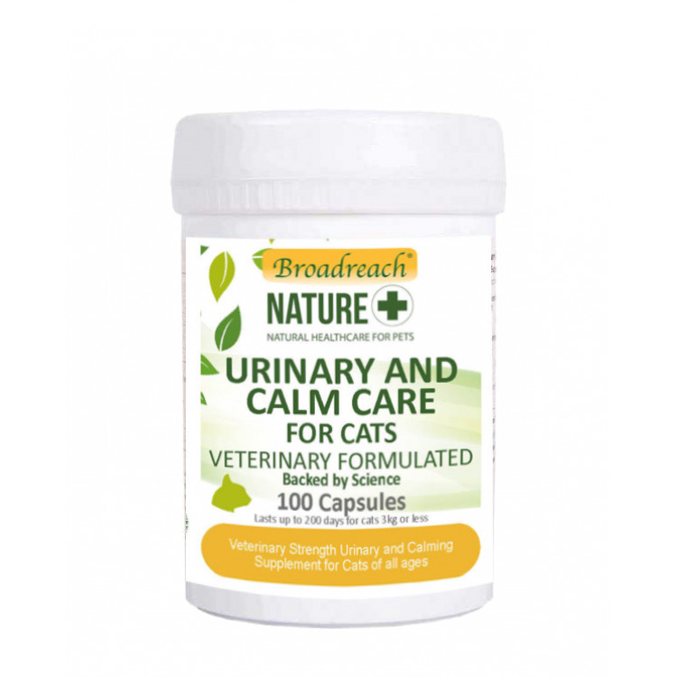 Starostlivosť o močové cesty a upokojenie pre mačky, Broadreach Nature + Urinary and Calm Care, 100 kapsúl